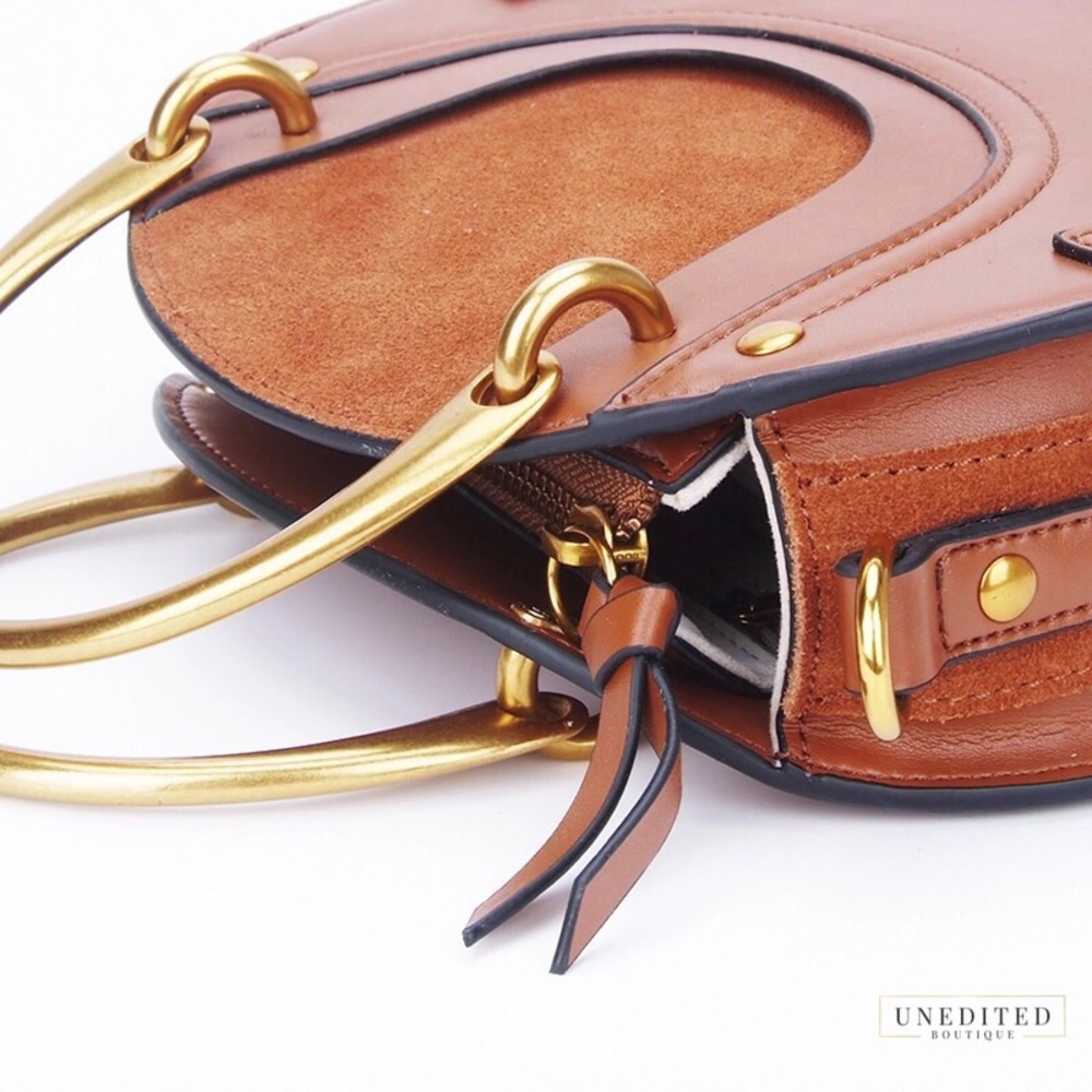 Circle Top Handle Crossbody - Saddle - Picture 6 of 7